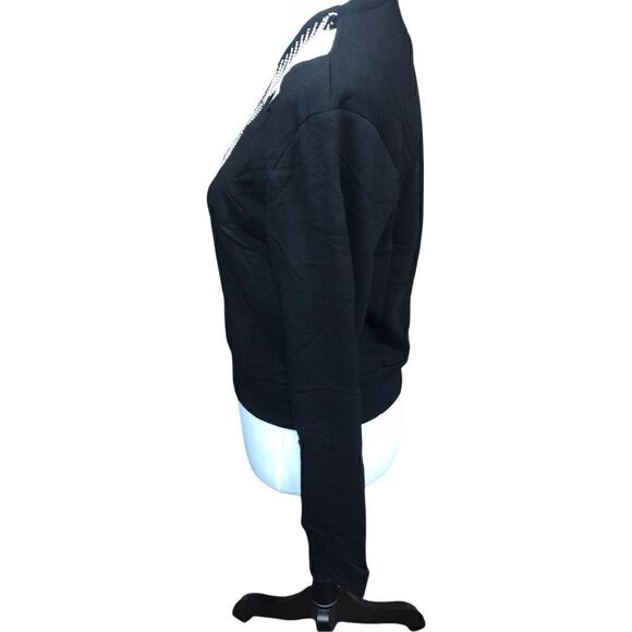 INC International Concepts Sweatshirt Deep Black Silver Embellished Glam Medium - Picture 3 of 14